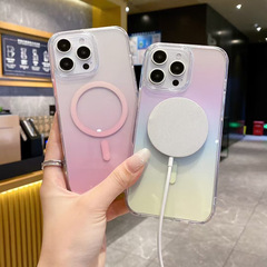 多巴胺适用苹果16promax炫彩渐变磁吸手机壳iPhone16高透时尚防摔