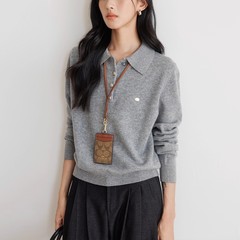 秋季羊毛针织衫女2025新款长袖polo领宽松气质学院风内搭套头毛衣