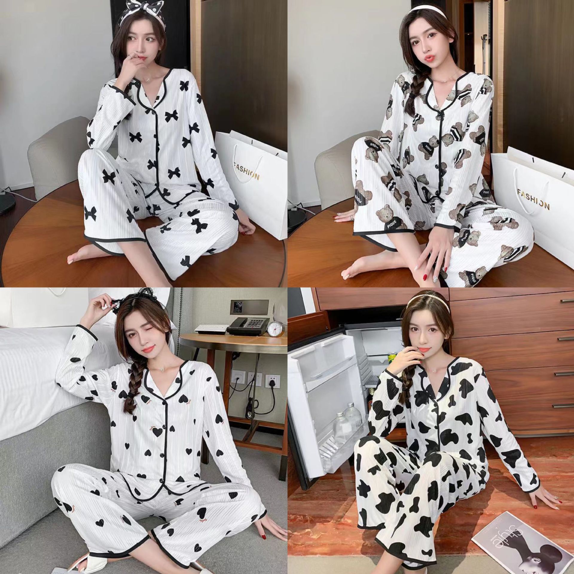 ins Fast live broadcast Explosive money Hang Article Cartoon temperament Sweet pajamas Autumn Korean Edition Home Furnishings