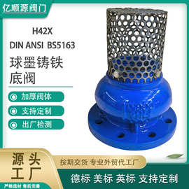 H42X法兰底阀带逆止阀 美标英标水泵吸水底阀 德标铸铁带过滤网