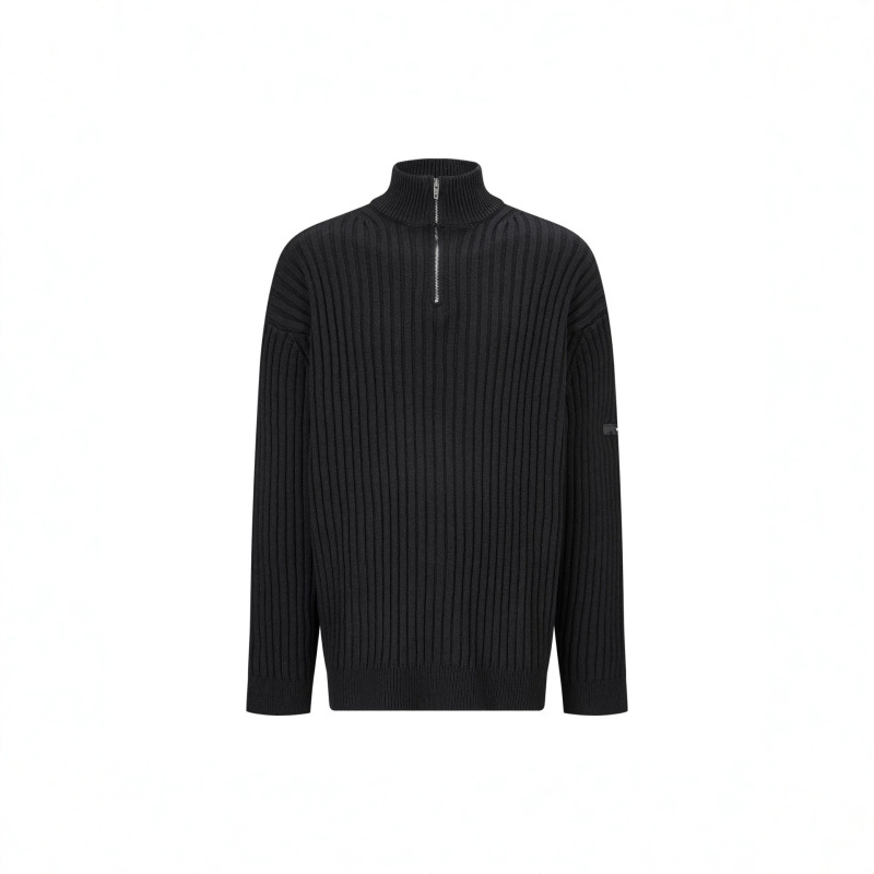 High version, high quality, Paris B brand, silicone leather label on the sleeves, half-zip knitted sweater, unisex, simple design