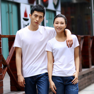 40 ice porcelain cotton short sleeve pull frame cotton round neck men's and women's work clothes group clothes class clothes wholesale custom logo