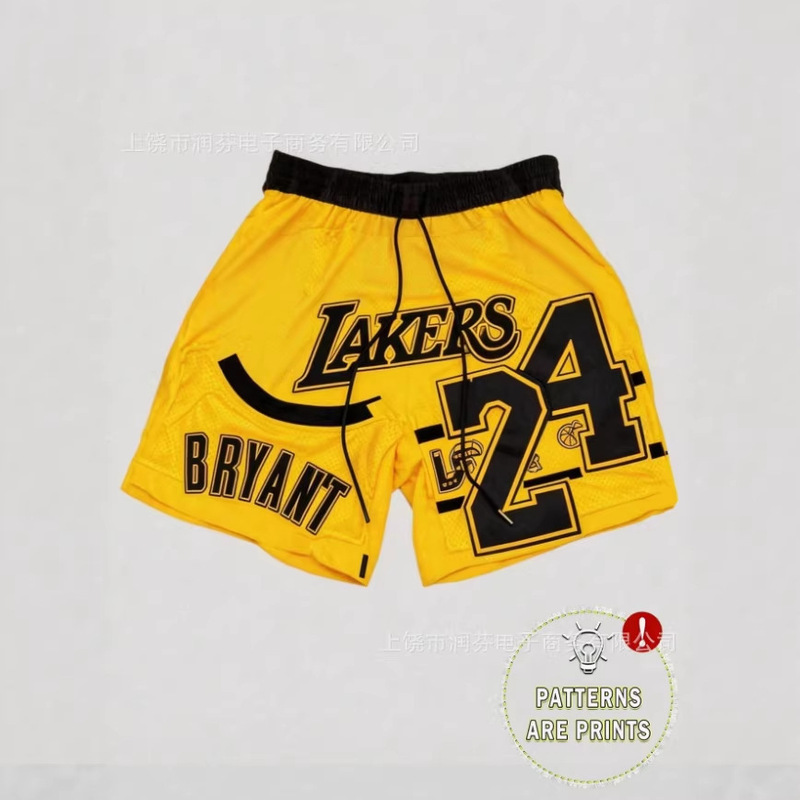 2026 Cross-Border Hot-Selling Kobe No. 24 Lakers Themed American-Style Basketball Shorts for Men, Summer Quick-Dry Loose Sports Pants