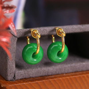 Jade jade earrings a pair of earrings personality temperament 925 sterling silver earrings anti allergy earrings