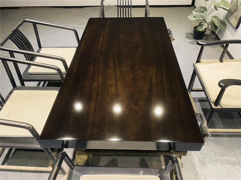 奥坎黑金檀实木大板桌子原木整板无拼接黑檀色茶桌办公桌会议桌