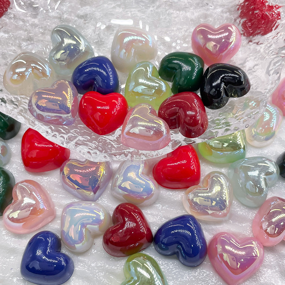 平底切面镭射爱心树脂小配件diy手机壳车挂洞洞鞋扣发饰材料批发