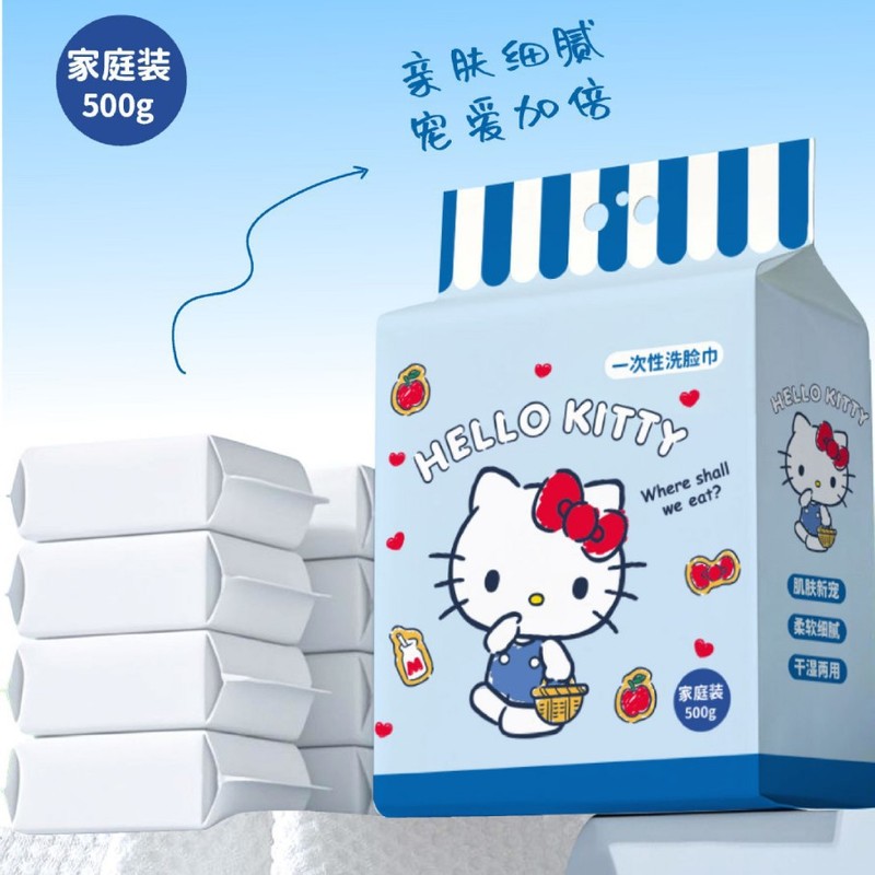 サンリオ KT 猫フェイスタオル ウェット＆ドライコットン ソフトタオル 吊り下げ式取り外し可能フェイスタオル 500g パール柄|undefined