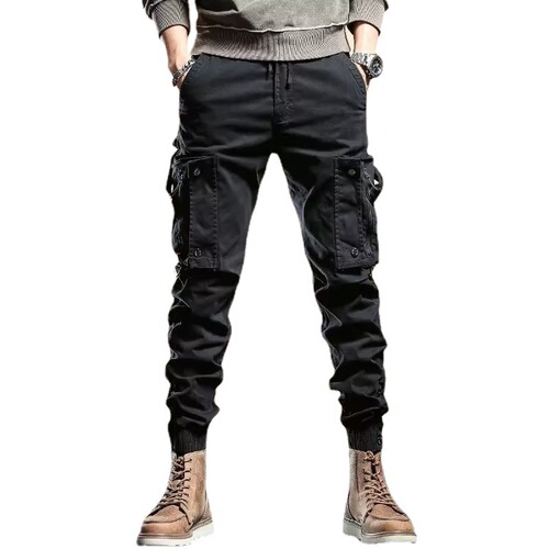 American Khaki Work Pants for Men, Rugged and Trendy, Spring and Autumn Casual Men's Loose Small Foot Tied Pants