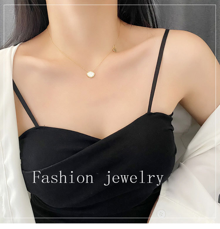 Fashion Shell Titanium Steel Inlay Shell Pendant Necklace 1 Piece