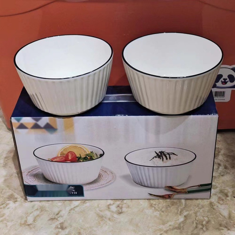 Juego de Vajilla Japonesa de Cerámica, Estilo Minimalista con Patrón Vertical, para Regalo