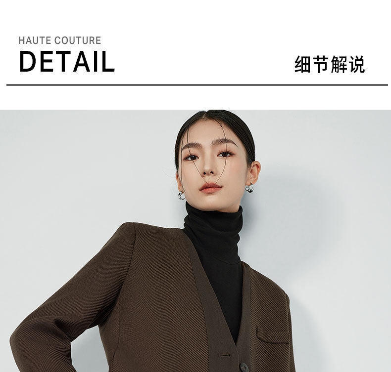 Áo vest nữ cổ V tay dài dáng suông một hàng nút phong cách thanh lịch — Váy Midi Breeveca, Váy màu xanh hải quân, Váy màu xám khói, Váy màu đỏ tía chi tiết 13