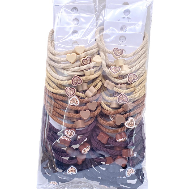 Nuevo hilo amor diamante tarjeta pelo anillo cadena Smiley oso etiqueta de cuero supermercado 2 yuanes tienda accesorios para el cabello cabeza Accesorios