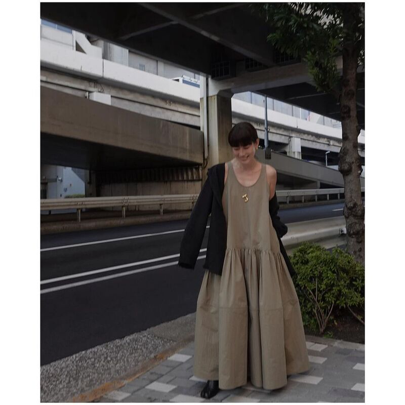 Dry Crane Spring and Summer New Japanese Style Lazy Cool Simple Fashionable Dress Loose Slimming Breathable Casual Long Dress