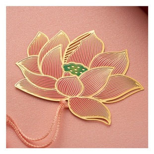 Lotus leaf vein metal bookmark ancient style cultural and creative National Flower koi bookmark Chinese style student commemorative gift bookmark
