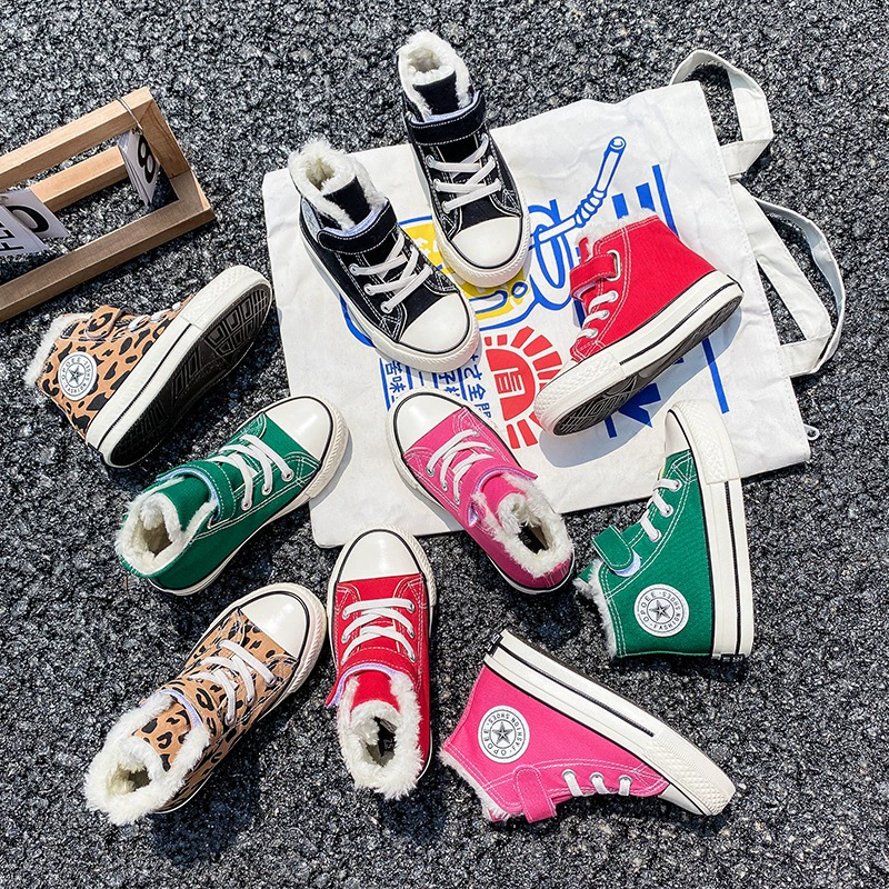 Корейские утепленные детские высокие хлопковые ботинки на флисовой подкладке, зима 2023, плюшевые, теплые и модные, для мальчиков и девочек, нескользящие, модель 2189