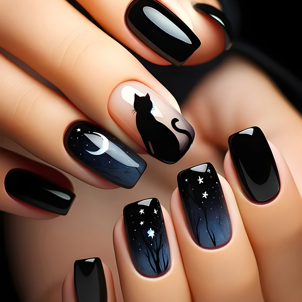 Puntas de uñas postizas de estilo europeo y americano, piezas de uñas desmontables de longitud media, uñas usables, puntas de uñas puras y elegantes.
