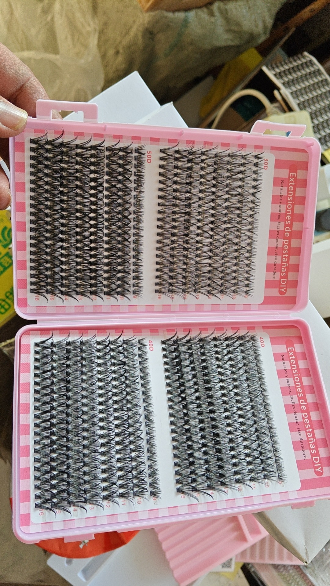 Nuevo conjunto de pestañas falsas mezcladas que contienen herramientas de pinzas de pegamento, herramientas de maquillaje de belleza al por mayor.