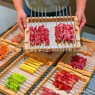 实木方形烧烤专用烤串托盘烧烤店羊肉串盘子木质菜盘展示道具