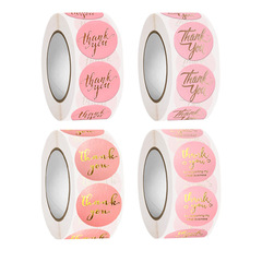 Cross-border new round pink gold foil thank you sticker self-adhesive seal label