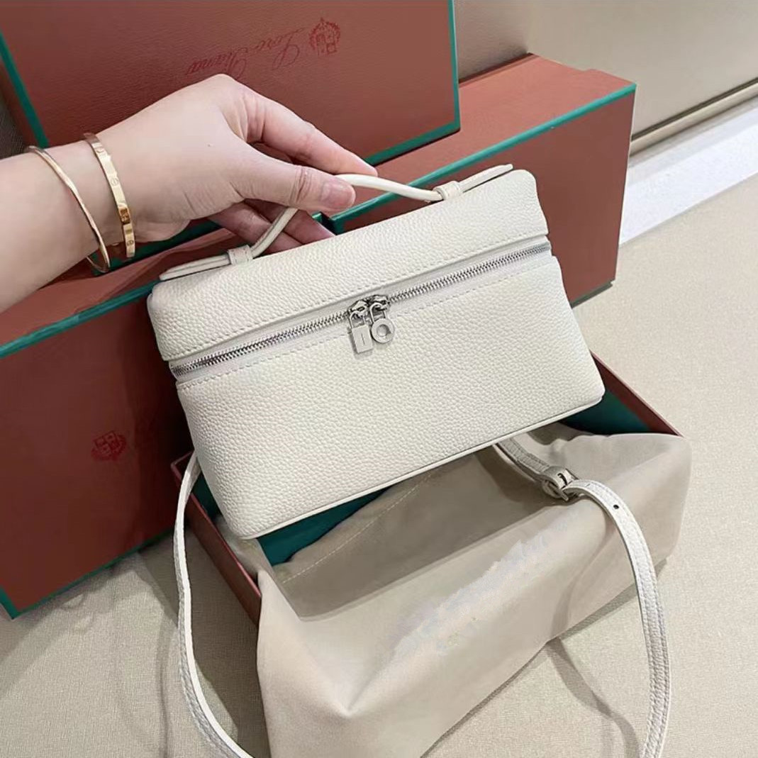 LP19 caja de almuerzo de cuero genuino bolsa nueva Gigi mismo estilo Kelly bolsa lychee patrón zurriago bolso simple bolsa de hombro para las mujeres