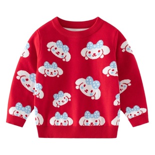 Children's clothing girls sweater pick size wholesale autumn and winter New Baby cartoon puppy jacquard base sweater children's sweater