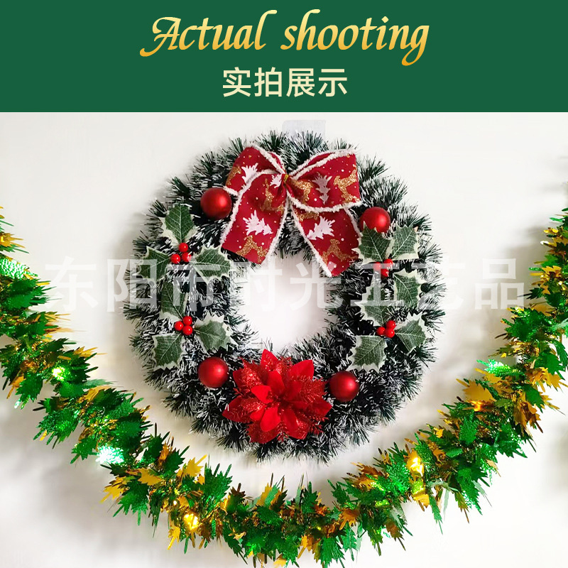 クリスマスグリーン植物ガーランド、ガーデンストリップ、クリスマスフラワーライン、屋外装飾ペンダント、クリスマスデコレーションの越境専門供給|undefined