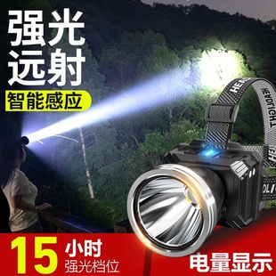 Headlamp with Strong Light, Rechargeable, Ultra-Bright Fishing Head-Mounted Miner's Lamp, Led Outdoor Lighting, High Power, Sensor-Enabled Long Range