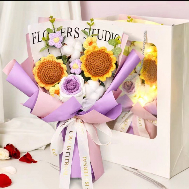 해바라기 니트 부케 3개 [완제품 배송]