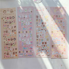 韩版软萌大张小熊贴纸可爱烫银兔子贴纸DIY追星咕卡装饰素材贴画