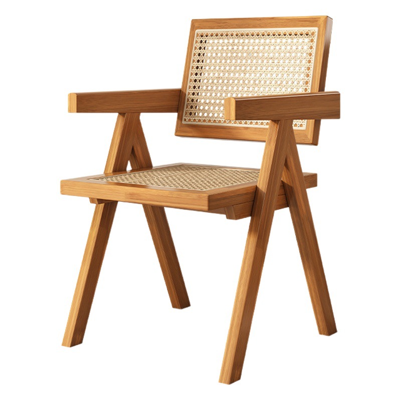 Estilo nórdico de registro de ratán tejido engrosado de madera maciza SILLA DE chandigar hogar balcón Silla de estilo japonés B & B restaurante Silla de ocio