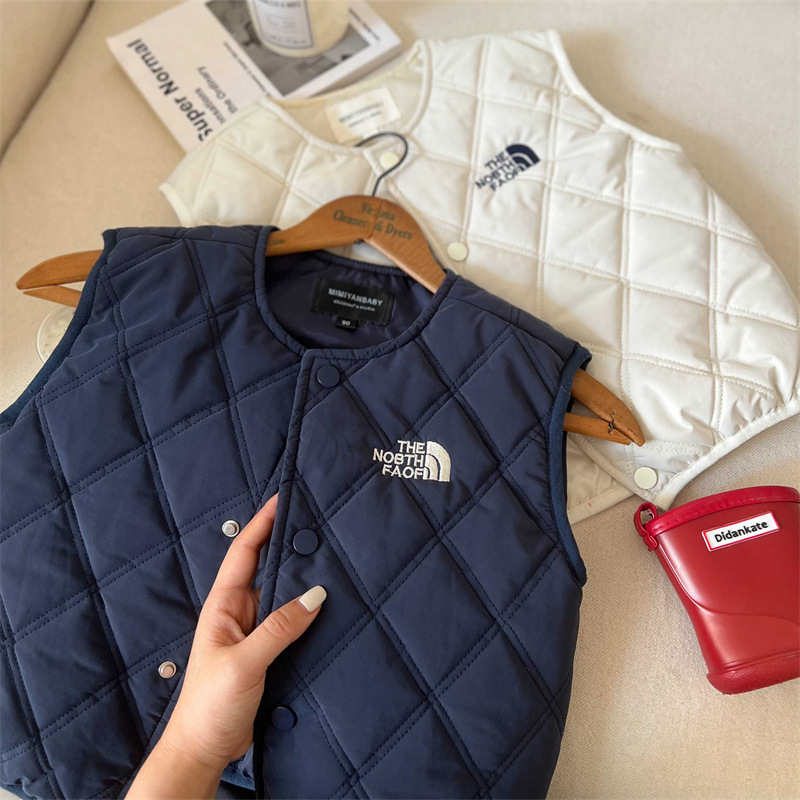 Limón salado siete niños otoño e invierno nuevos productos chaleco rombo japonés chaleco cálido chaqueta de chaleco acolchada para bebé estilo occidental