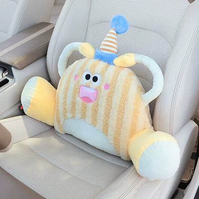 Cushion Neck Pillow Cushion Cute – Headrest - striped-monster-yellow-lumbar-support