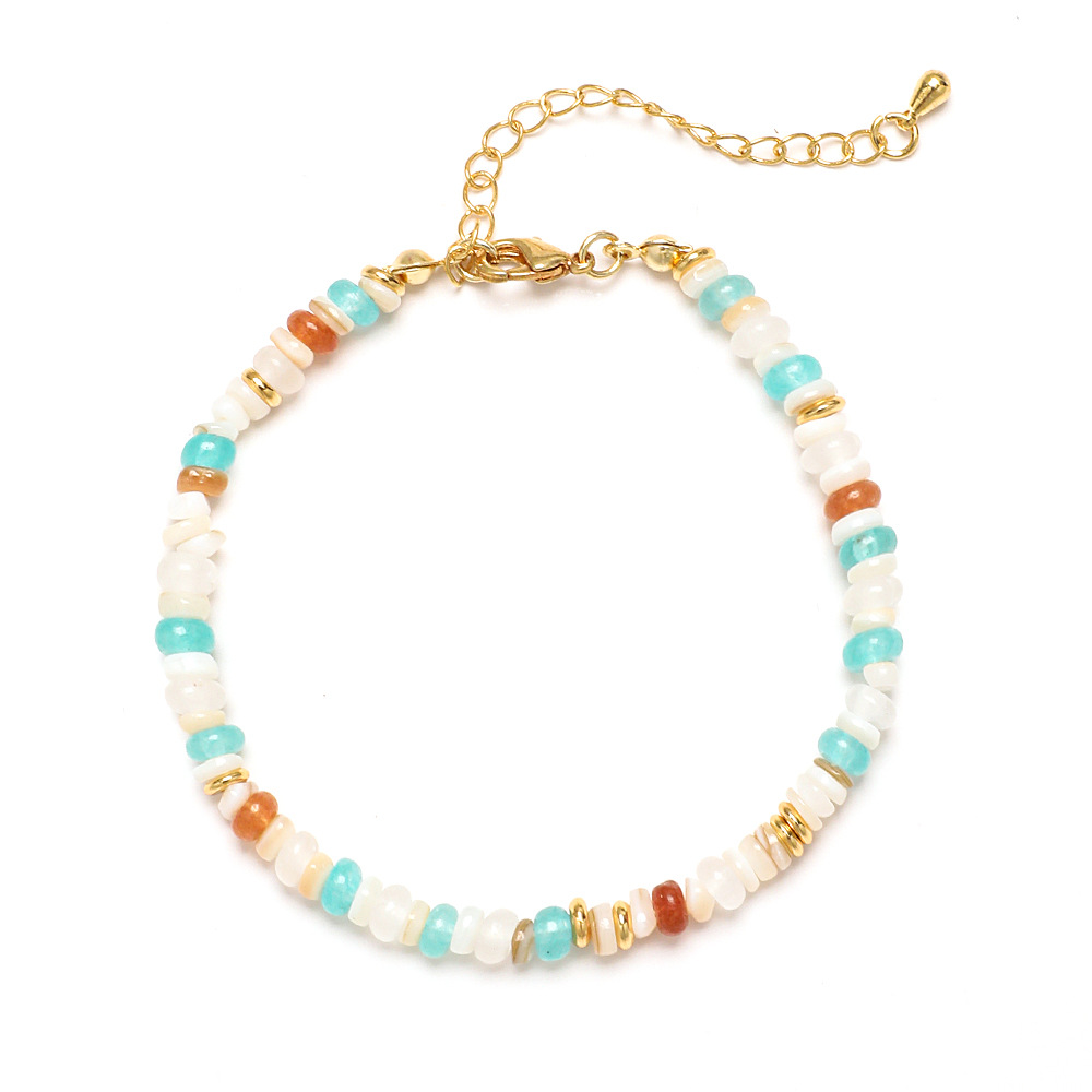 28g Weight Vintage Style Color Block Stainless Steel Natural Stone Bracelets In Bulk