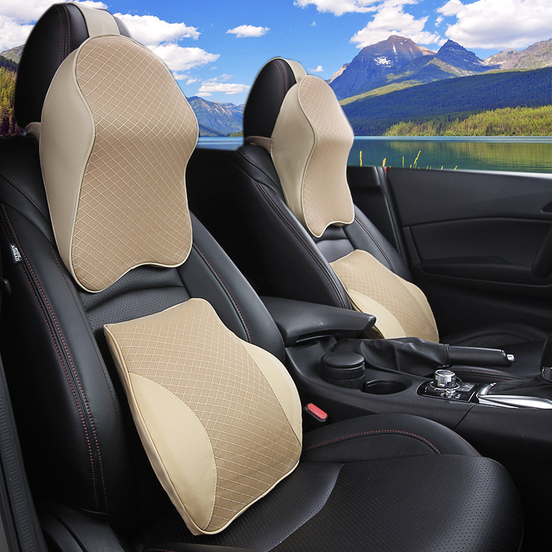 베이지 머리 받침 요추 1 세트