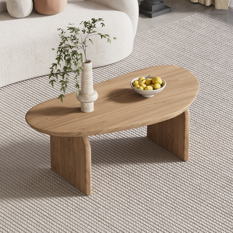 Mesa de centro de troncos exquisita de estilo japonés nórdico Sala de estar Mesa de té ovalada Casa de familia retro Mesa de diseñador creativo