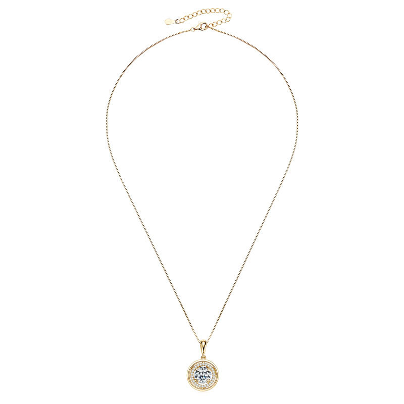 Sparkle in Style with New Ladies S925 Sterling Silver Moissanite Saucer Pendant Necklace - Unique Fashion Jewelry Gift