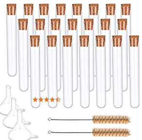10MLPS de plástico transparente traje de combinación de tubo de ensayo con corcho diámetro exterior 15*100 con cepillo embudo Etiqueta de cuerda de algodón