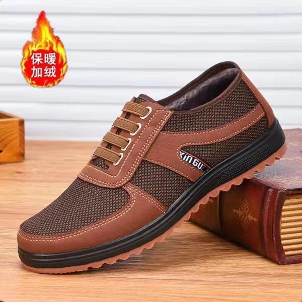 【狂欢价】老北京布鞋牛筋底男防滑耐磨爸爸鞋一脚蹬工作加绒棉鞋
