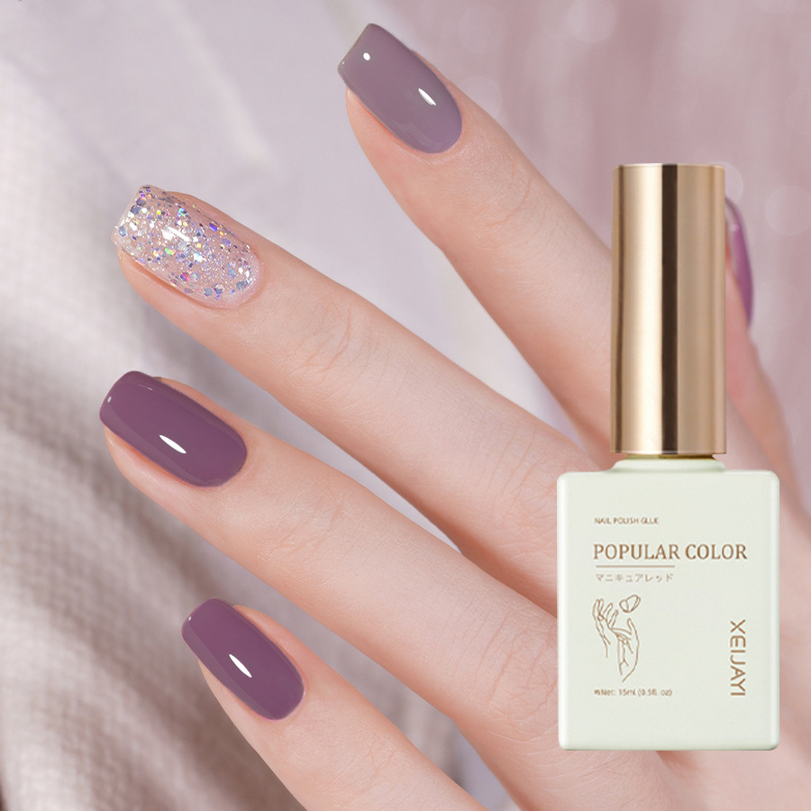 New white nail polish glue solid color smoked purple nail polish shop special long-lasting firm Nail Polish glue suit