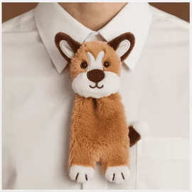 原创新品 可爱动物领带狐狸小狗领带趣味毛绒玩偶公仔