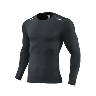 Spring and Autumn Bingboke Long-Sleeved Quick-Drying Sports T-Shirt Elastic Tights Men's Compression Clothing Running Clothing Fitness Clothing