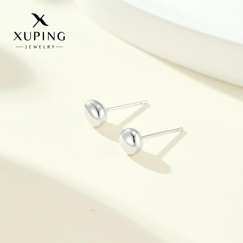 Xuping joyas irregulares brillante agujas rectas orejas de aguja chatter con el mismo estilo simple diario fácil de poner pendientes de arroz al por mayor