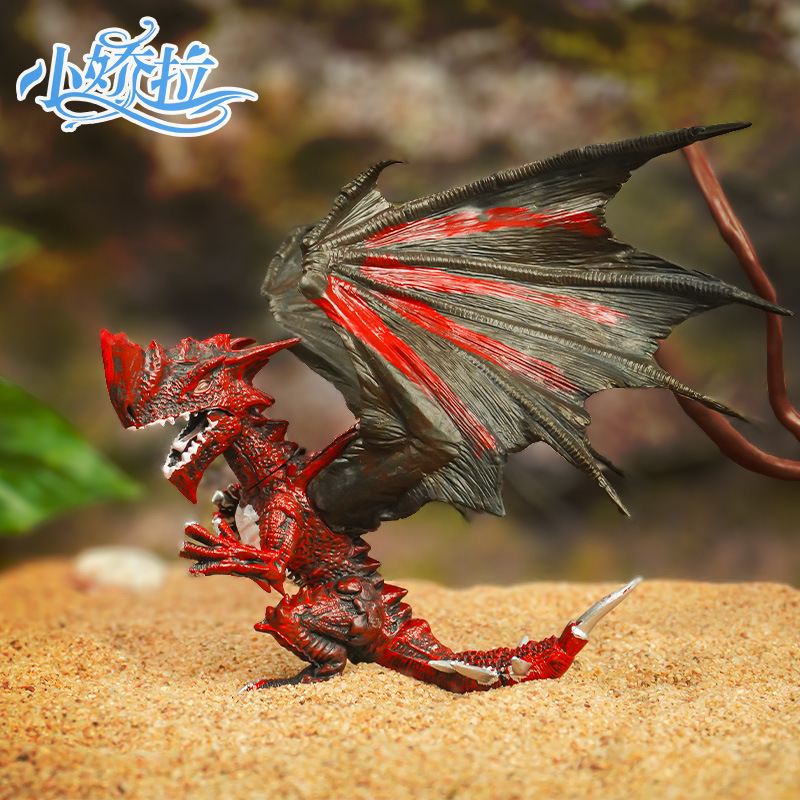Modelo de dinosaurio monstruoso transfronterizo, decoración de acuario, adorno realista de dragón volador rojo, juguete de dibujos animados, nuevo regalo