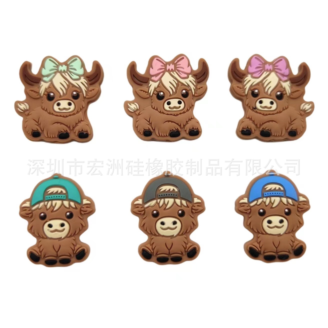 宏洲  新款牦牛硅胶珠宝宝牙胶TK兄弟牛动物滴胶牛爆款散珠现货