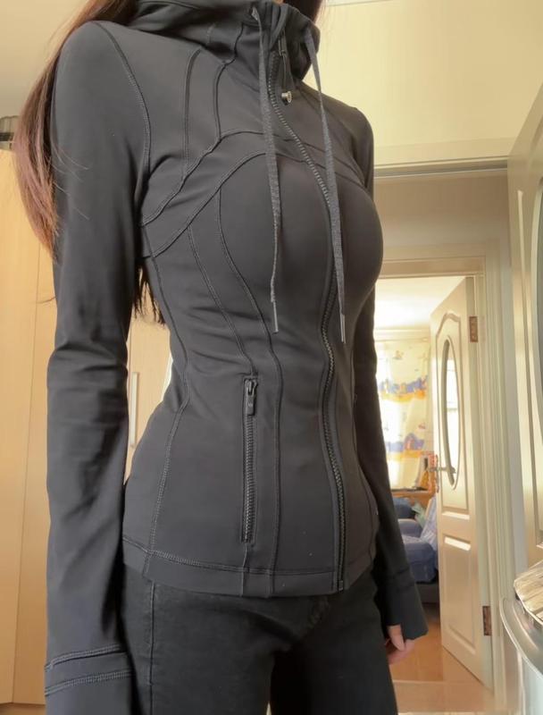 ルルオリジナルのDefineフード付きヨガジャケット女性用ヨガトップスポーツフィットネスランニング|undefined