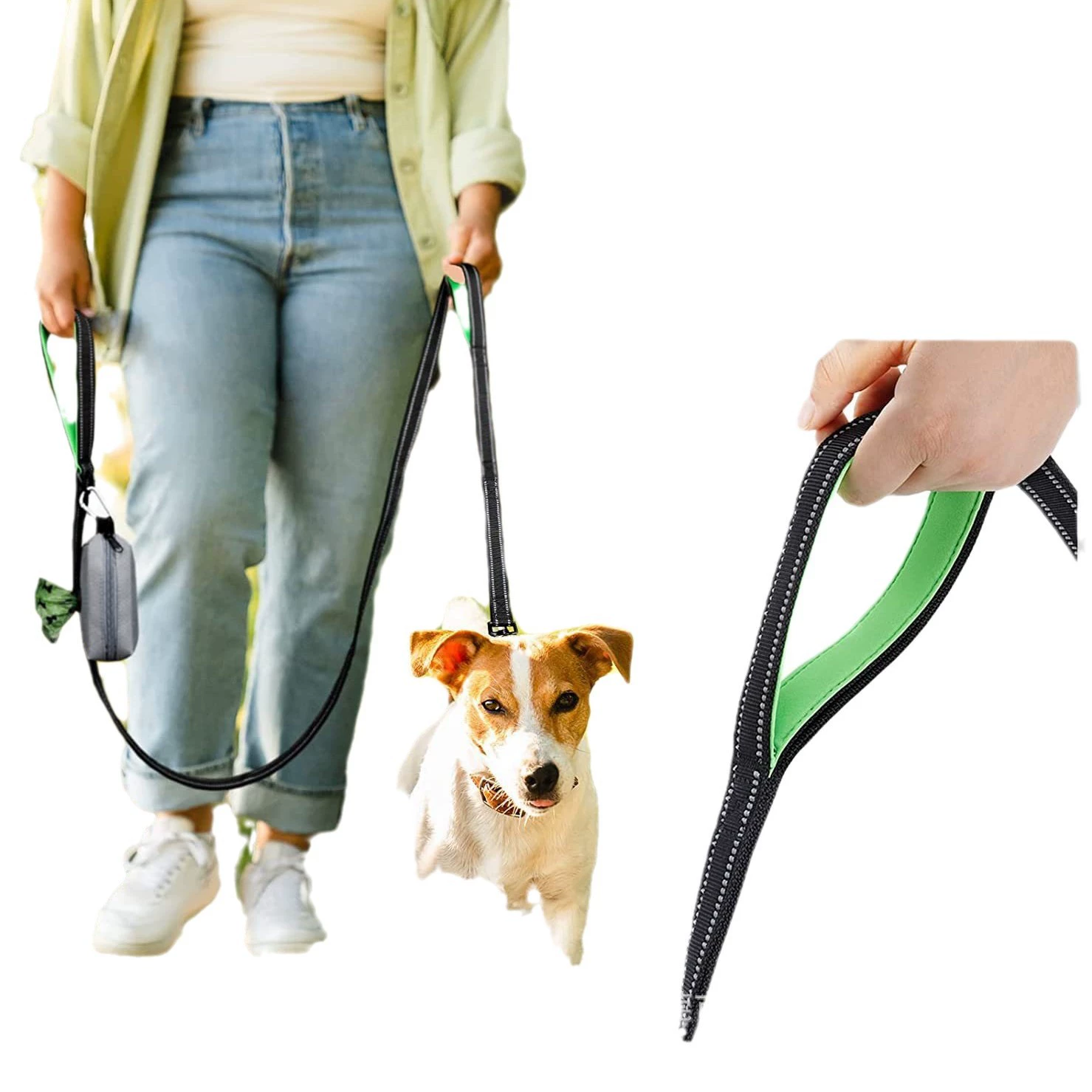 Double-Layer Dog Leash, Dual Traction Rope, Multi-Color, Lengths 1.2–2.0 m, 2.5 cm wide