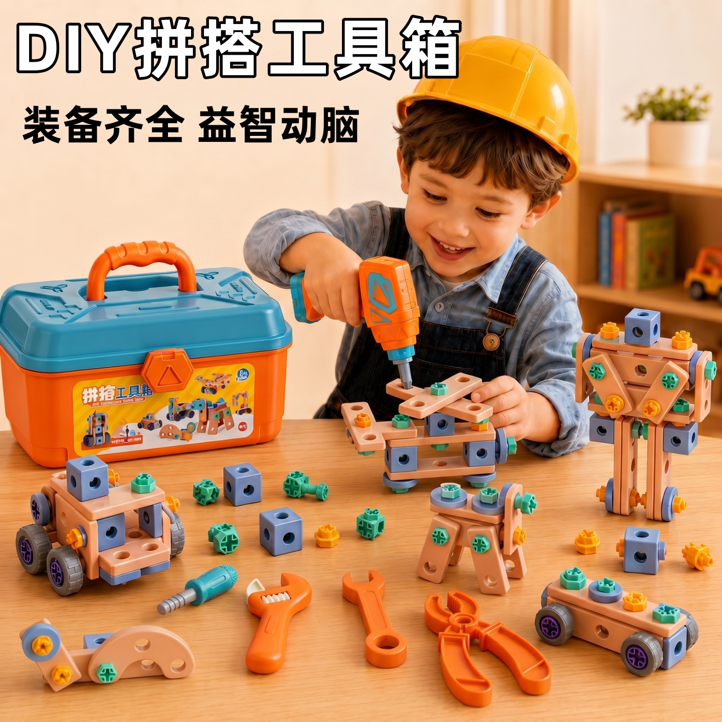 Cross-border children's hands-on disassembly and assembly toy repair tool box for 6-year-old boys, includes screwdriver and electric drill set
