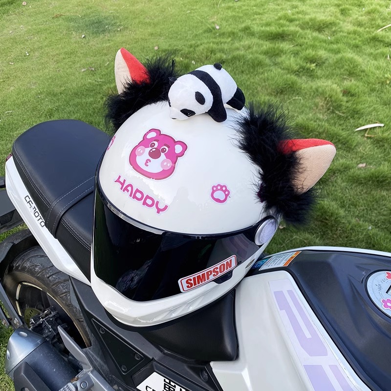 Plush Orange Fox Ear Helmet Decoration Accessories Detachable Motorcycle Electric Helmet Women Riding Equipment Versatile