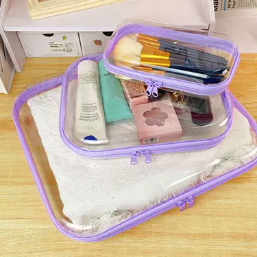 2025亚马逊旅行收纳袋套装洗漱存储居家化妆品玩具拉链硬塑PET盒