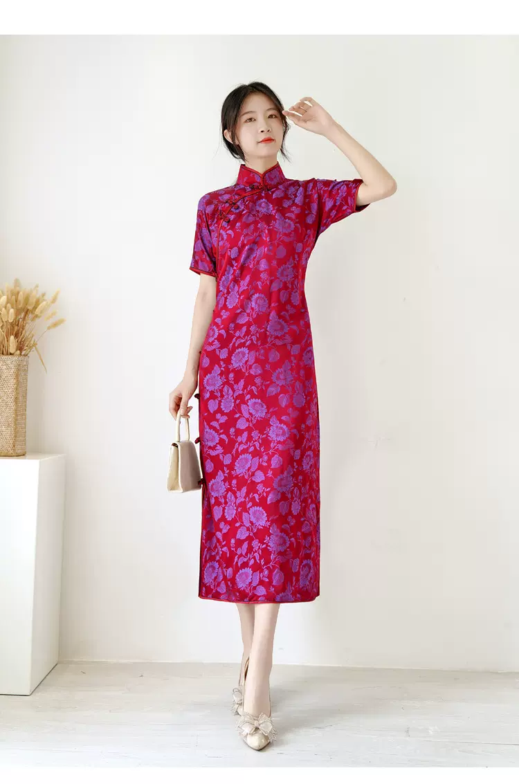 一片式裁剪旗袍来图加工来料加工包工包料女装贴牌旗袍定制加工